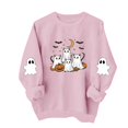 thumbnail image 4 of BVOFAR Halloween Sweatshirts for Women Plus Size Ghost Graphic Pullovers Fall Going Out Round Neck Long Sleeve Sweater Tops Halloween Costumes Pink L, 4 of 5