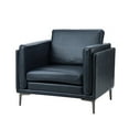 thumbnail image 4 of 37.8" Wide Modern Armchair Single Sofa, Leather Accent Chair with Square Arms, Upholstered Living Room Arm Chair, Comfortable Reading Sofa Chair for Bedrooms Dorm Room Office Waiting Room, Navy, 4 of 7