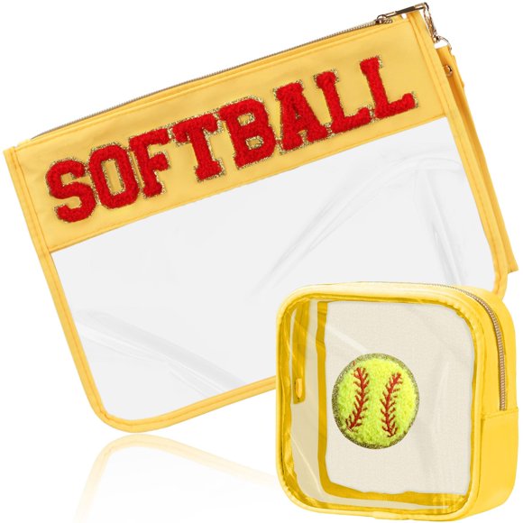 Bolsa de cosméticos BuyCard Softbol, 2 unidades, impermeable para mujer