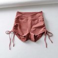 thumbnail image 4 of facefd Femmes Taille Haute Shorts Cordon Élastique Hanche Levage Collants Rapide Sec Gym Pousser le Legging Court Yoga Course Rouge S, 4 of 9