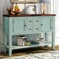 thumbnail image 2 of 46" Console Table with Drawer for Entryway, Buffet Cabinet Sideboard with 2 Cabinets and Bottom Shelf, Wood Console Table Storage Cabinet for Dining Room Home Furniture, Retro Blue, 2 of 8