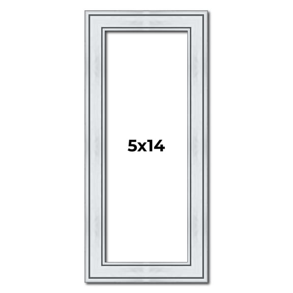 5x14 Frame Sterling Silver Solid Wood Picture Frame | 1.25 Inch Moulding Width | 0.75 Inch Interior