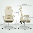 thumbnail image 3 of HOMCOM Ergonomic Office Chair, Reclining Mesh Computer Chair, Beige, 3 of 10