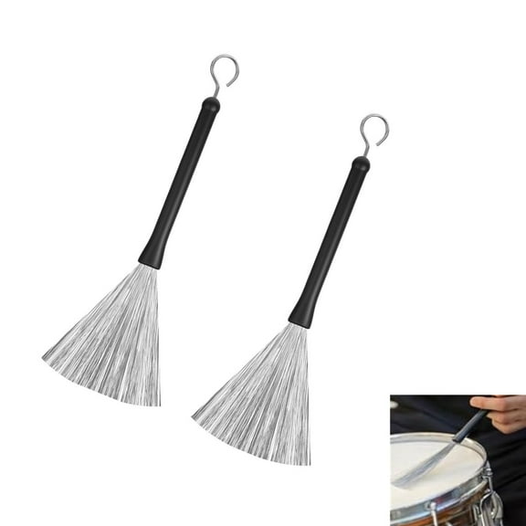 1 Pair Drum Brushes, Retractable Wire Drum and Percussion Brushes with Rubber Handles Drums Sticks Brush for Jazz Acoustic Rock