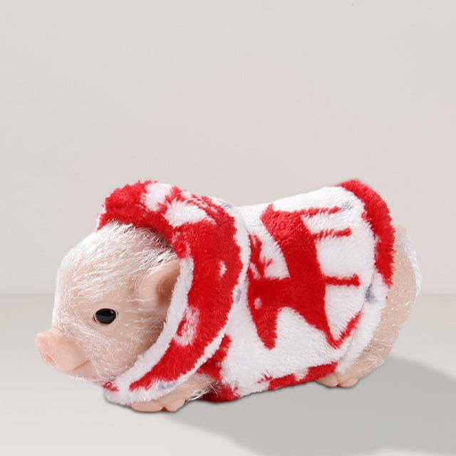 Muñeco de cerdito de silicona CUTICAT Rellenos Cerdo Ropa Roja 12,5 cm x 6,5 cm x 6,7 cm
