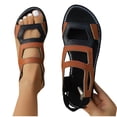 thumbnail image 5 of Comfortable Sandals for Women Flat Heel Open Toe Summer Daily Shoes Fashion Casual Versatile Hollow Color Matching Spring Summer Flat Bottom Roman Beach Sandals, 5 of 9