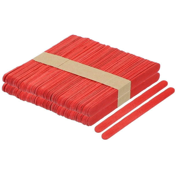 100pcs Palitos de Madera para Manualidades, Palitos de Helado de 4.5 Pulgadas para Manualidades DIY Rojo