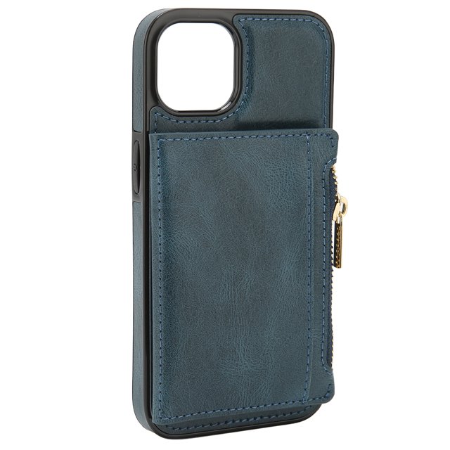 Estuche Para Teléfono, Billetera Con Cremallera A Prueba De Rasguños Protección De Cuerpo Completo Resistente Al Desgaste Para IPhone 13 Cergrey Azul oscuro