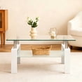 thumbnail image 4 of Taoruifang white Rectangular Glass Coffee Table with 2-Tier Storage, 4 of 18