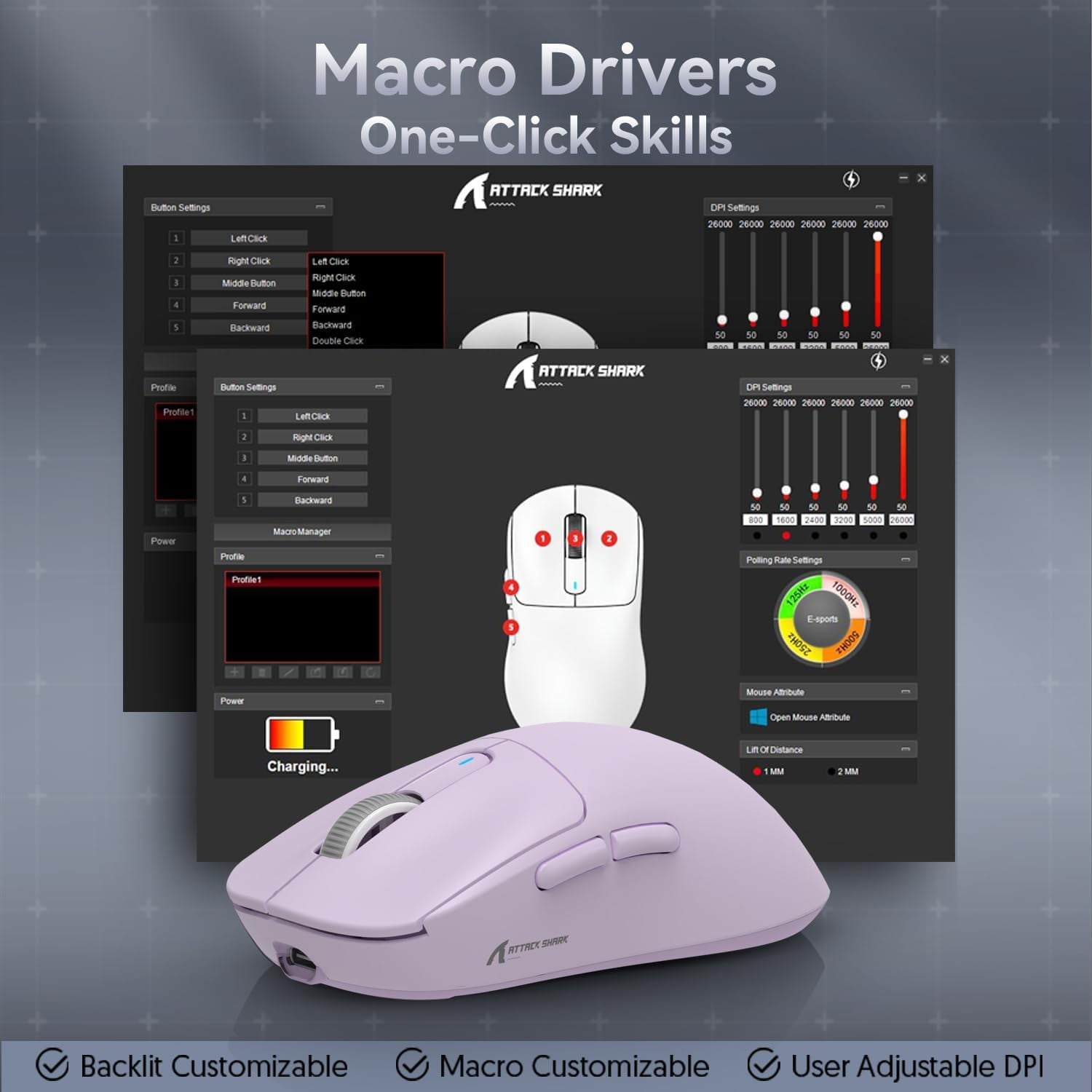 ATTACK SHARK X3 49g SUPERLIGHT Gaming Mouse, PixArt PAW3395 Sensor, BT/2.4G Wireless/Wired, 6 Adjustable DPI up to 26000, for Win10/11/Xbox/PS/Mac