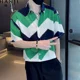 thumbnail image 3 of Camisa de hombre con gráfico de rayas empalmadas, camisas de manga corta para hombre Trendyol Xxl, estilo coreano, cosas baratas con 2025 novedades en las redes sociales, 3 of 5