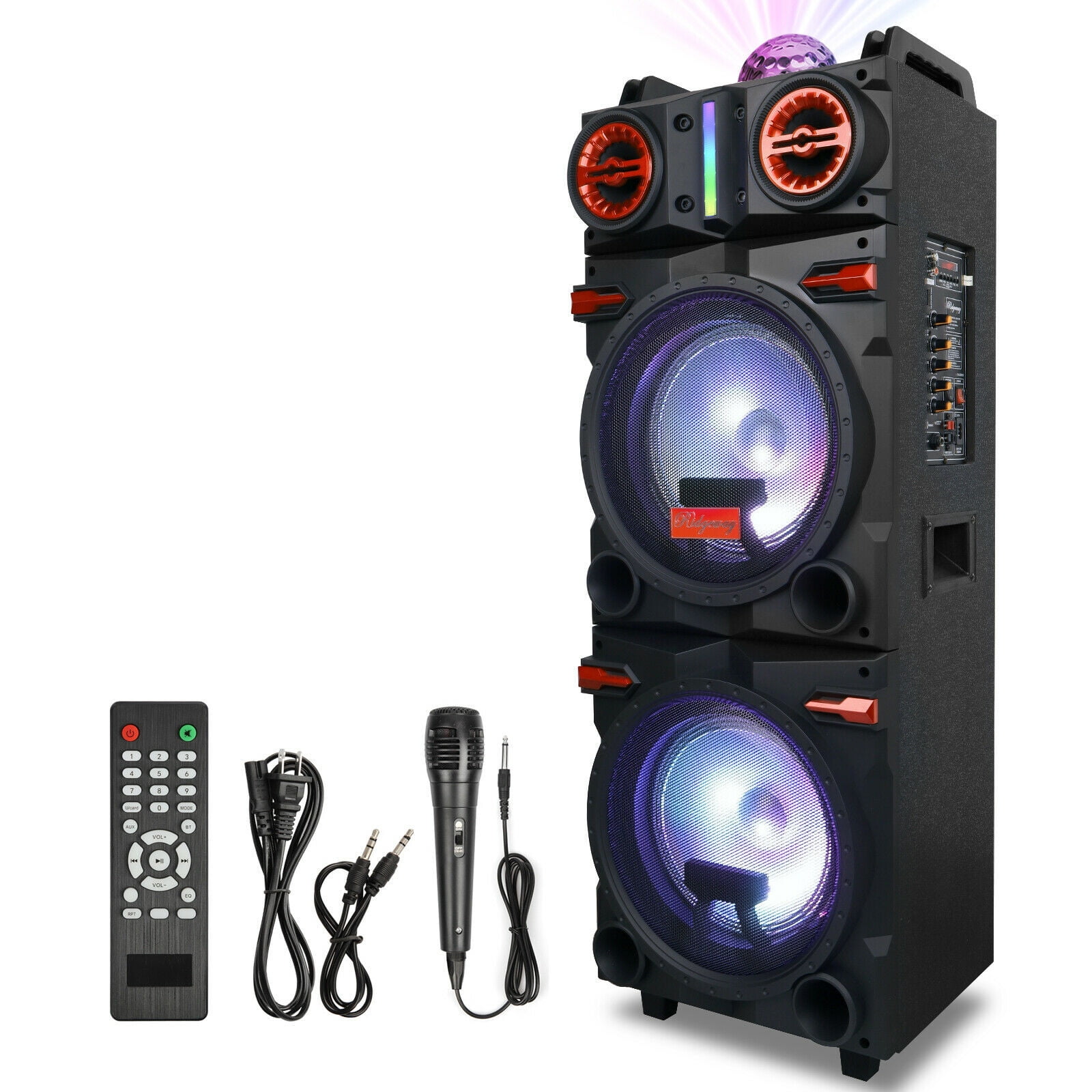 Dazone 4,500W Bluetooth Speaker Rechargable Dual 10" Woofer Party FM Karaok DJ LED AUX