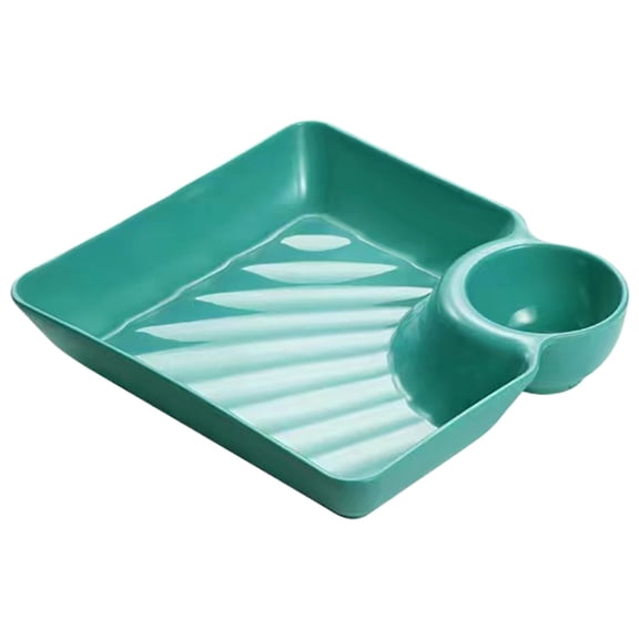 Veggie Platter Dipping Serving Tray With Rack For Buffet Family Charcuterie Barbecue Plate Reusable (Green, 23*4*18cm)