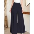 thumbnail image 2 of Womens Wide Leg Pants Dressy Casual Elastic High Waisted Palazzo Pants Work Office Business Lounge Trousers Black S, 2 of 4