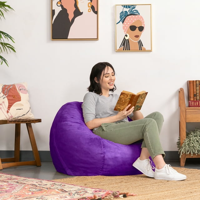 Jaxx Saxx 3 Foot Round Bean Bag with Removable Cover, Grape (Set of 1)
