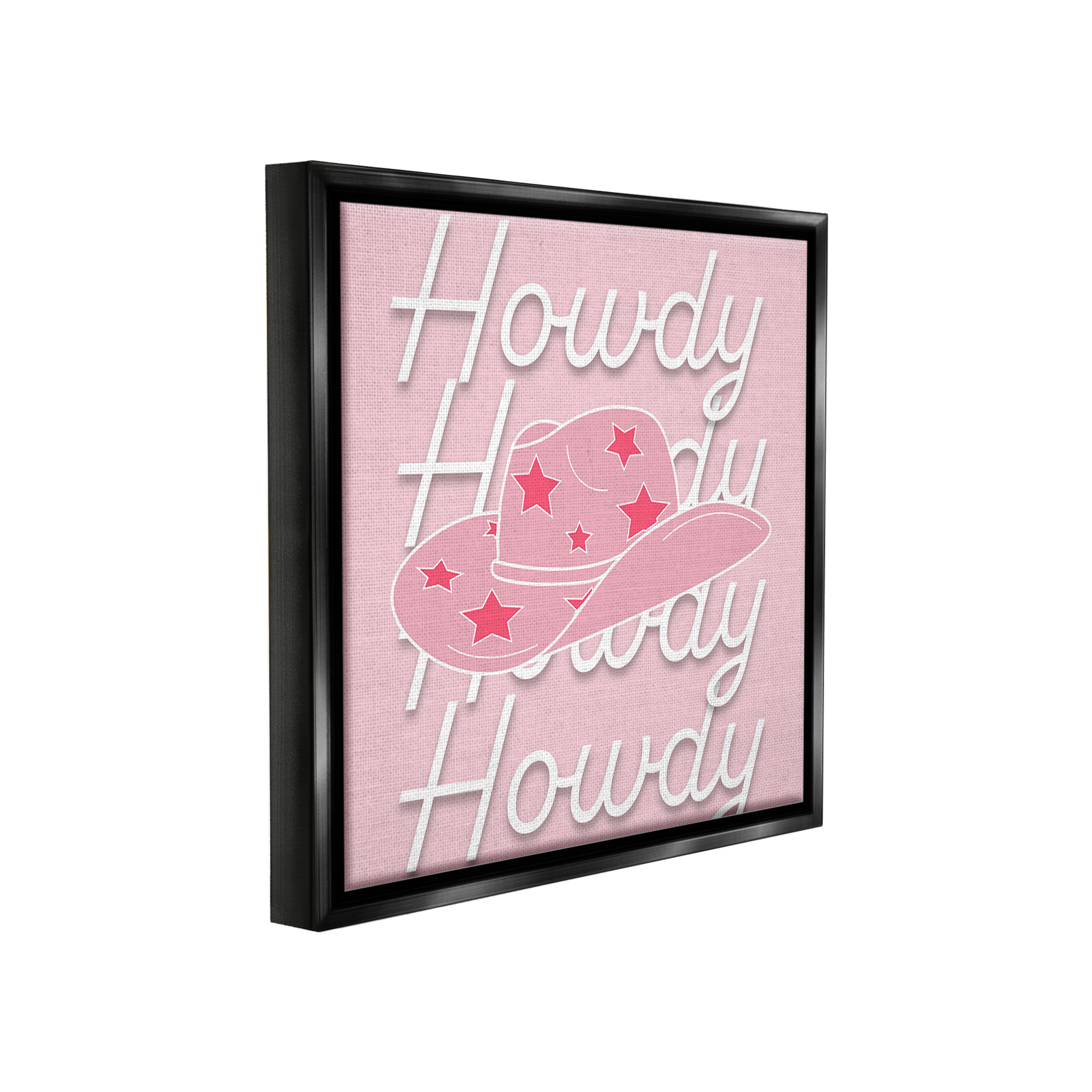 Stupell Industries Soft Pink Howdy Pattern Beauty & Fashion Painting Black Floater Framed Canvas Art Print Wall Art, 25 x 25