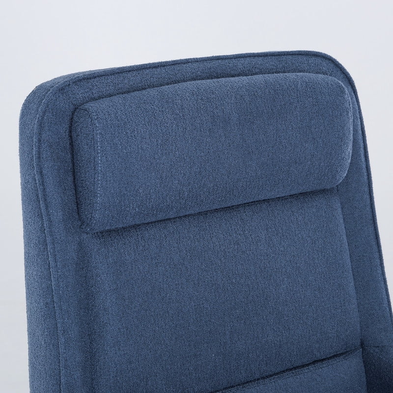 COLAMY Cocoon Modern Executive High Back Home Office Chair, Upholstered Desk Chair with Wheels, Vanity Chair with Head and Lumbar Support, Armrest (Blue)