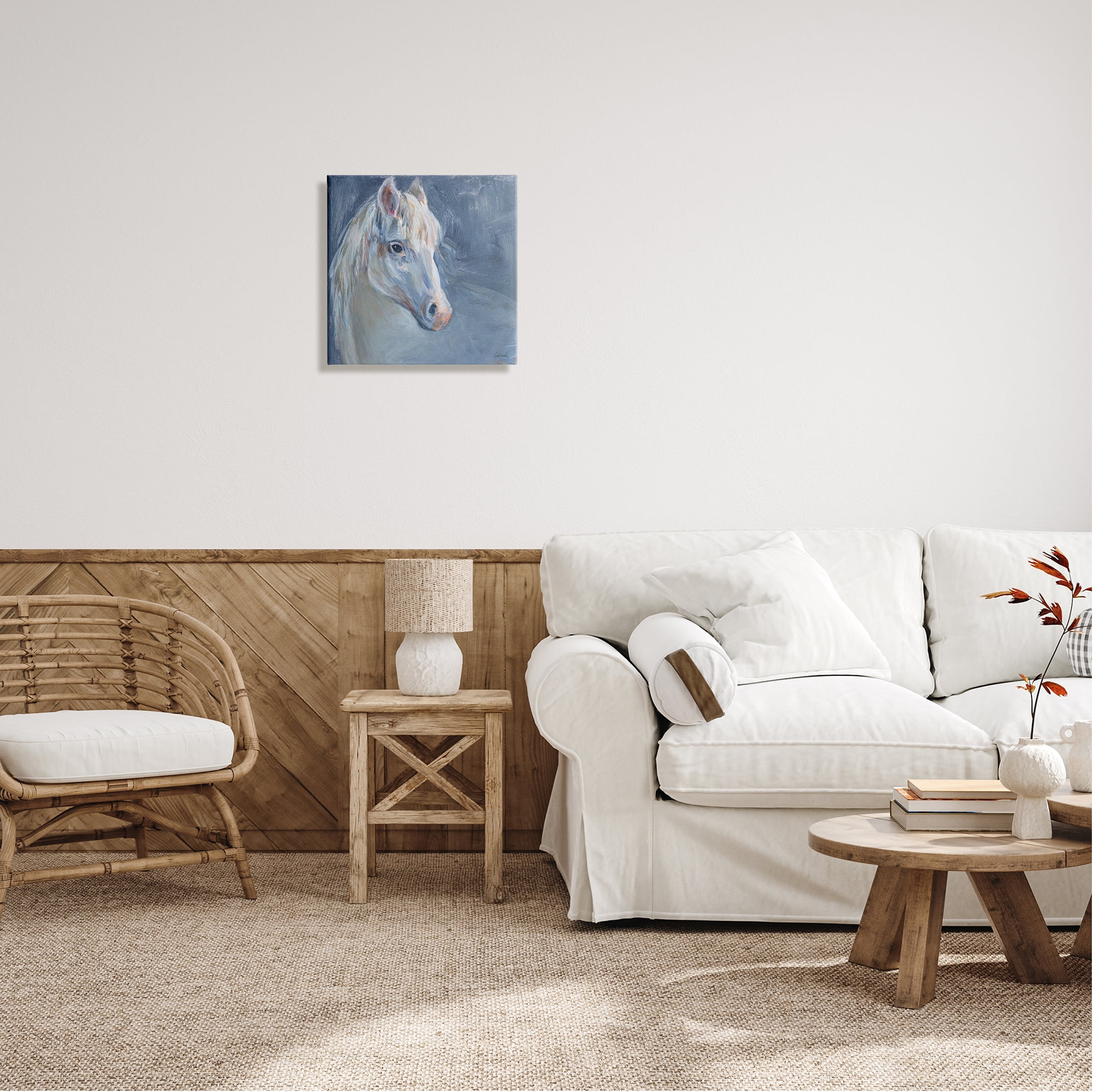 Stupell Industries Gentle Gray Horse Painting Animals & Insects Painting Gallery Wrapped Canvas Print Wall Art, 17 x 17