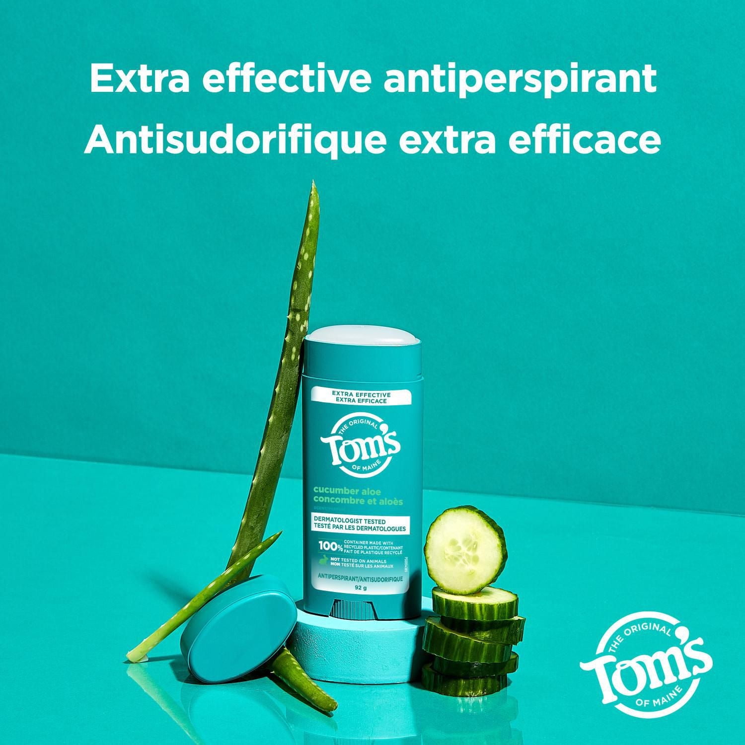 Tom’s of Maine Cucumber Aloe Antiperspirant for Women and Men, With Recycled Aluminum, 92g, Tom's of Maine Cucumber & Aloe Antiperspirant