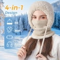 thumbnail image 6 of 3 in 1 Hat with Scarf and Mask for Women & Men, Windproof Knitted Hood with Plush Lining, Adjustable Outdoor Winter Scarf Hat, 6 of 8