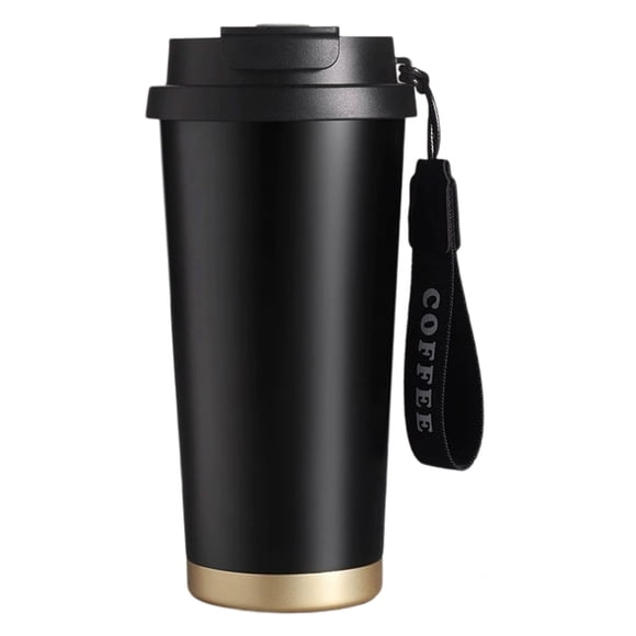 Coffee Travel Mug Spill Proof With Lid, Insulated Coffee Mug With Rope,Stainless Steel Tumbler Cups,Thermos for Hot and Cold Drink 500ml Leak-Proof Reusable Coffee Tumblers