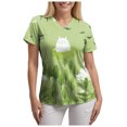 thumbnail image 6 of COMVALUE Scrub Tops Women Short Sleeve Plus Size V Neck Fun Printed Scrubs Top Medical Nursing Uniforms with Pockets (Light Green, S), 6 of 9