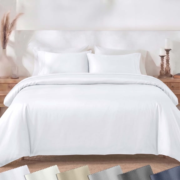 California Design Den 2-Piece Twin XL / Twin Duvet Cover Set - 400 Thread Count 100% Cotton Sateen - White