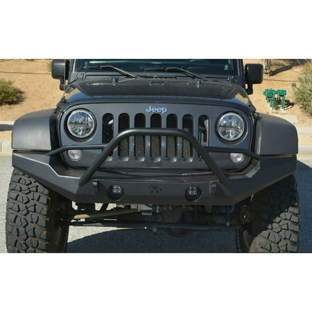 Poison Spyder Customs Brawler Full Width Front Bumper with Brawler Bar and Shackle Tabs (Black) - 17-64-020DBTP1 Fits select: 2015-2018 JEEP WRANGLER UNLIMITED, 2012-2014 JEEP WRANGLER