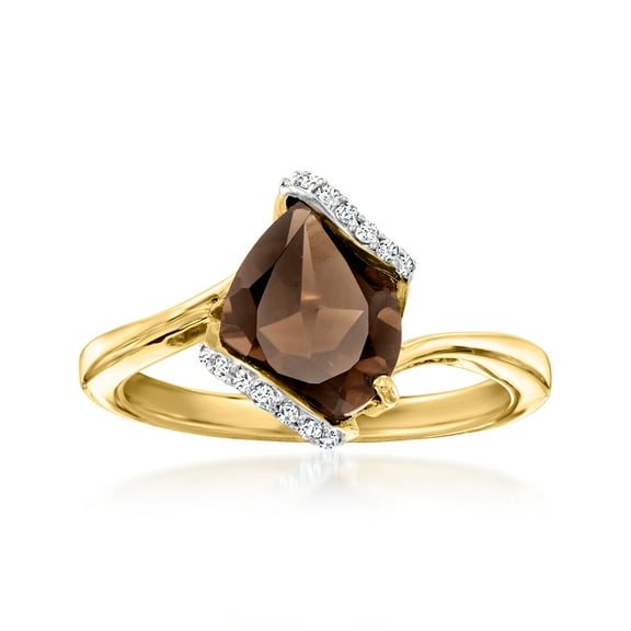 Ross-Simons 2.20 Carat Smoky Quartz Ring With Diamonds in 18kt Gold Over Sterling, Women's, Adult