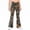 Coffee, variant on Girls Camo Pants Flare Leg Kids Camo Maple Leaf Print Pants School Uniform Slacks Preppy Clothes With Button and Pockets