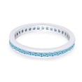 thumbnail image 3 of Round Cut Simulated Blue Aquamarine Stackable Eternity Band Ring In 14K White Gold Plated 925 Sterling Silver (Color: Blue, Clarity: VVS1-VVS2) -5, 3 of 6