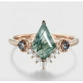 thumbnail image 4 of Kite Shape Natural Moss Agate and Lab-Created Moissanite, Alexandrite Solitaire Engagement Ring in 925 Sterling Silver for Women – Unique, Elegant, and Timeless, 4 of 5