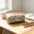 thumbnail image 7 of Celsvanis Pencil Case Large Capacity Pencil Pouch Pen Bag Embroidered Corduroy Stationery Organizer for Students Home Office Supplies, Beige, 7 of 7