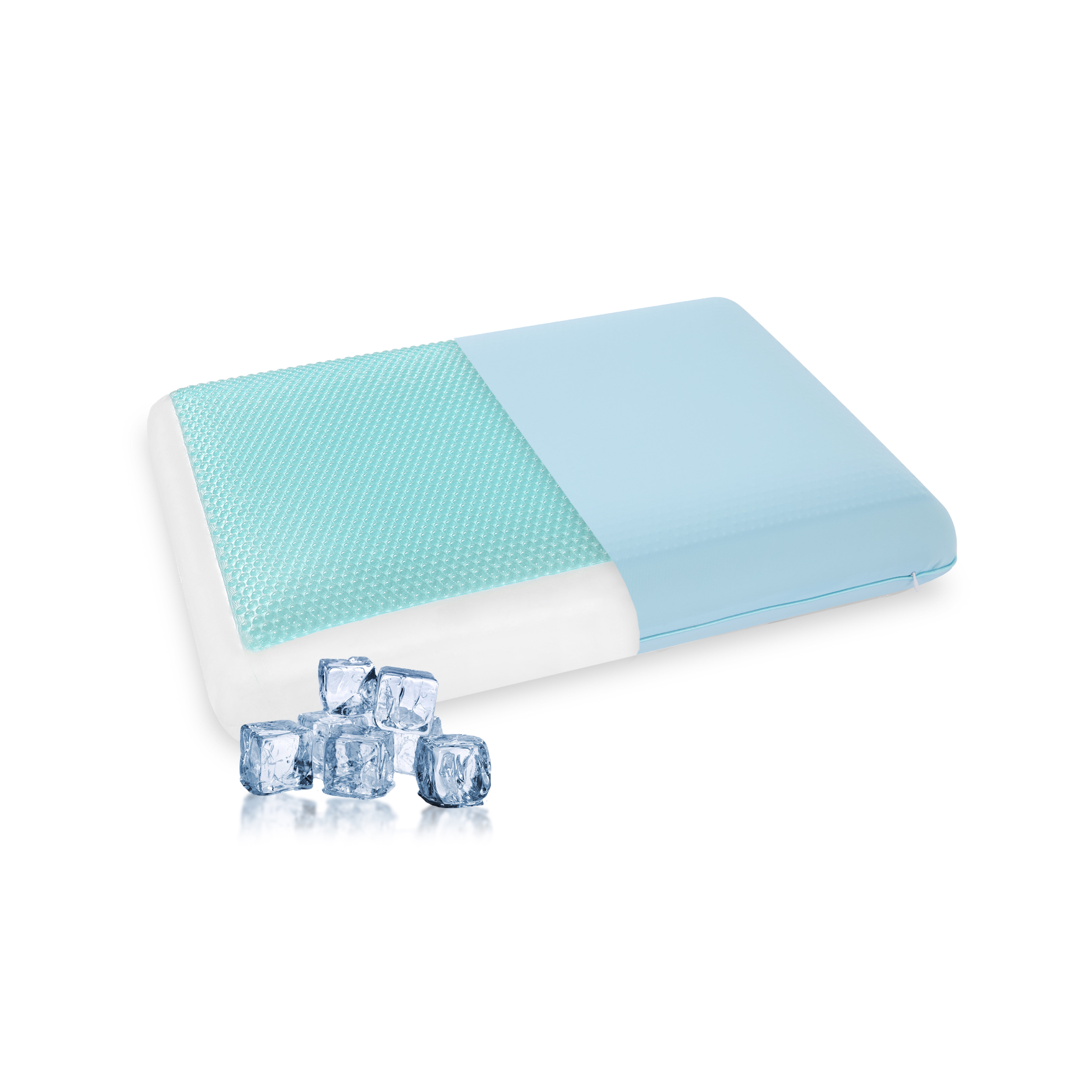 EGOHOME Single Cooling Gel Bed Pillow, Memory Foam Pillow, Standard Queen, Blue, Cooling Removable Cover, Medium-soft