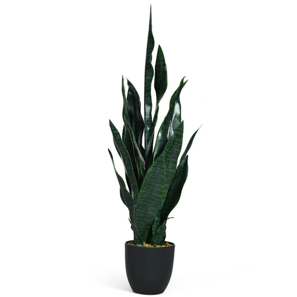 Barara King Artificial Plant, Tall Fake Plant, Indoor Home Décor, 35.5 Inch Indoor-Outdoor Artificial Fake Snake Plant