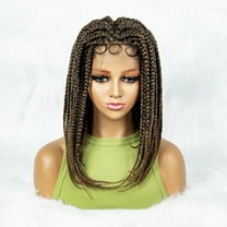 Short Braided Wigs for Women Double Full Lace Knotless Box Twist Braided Wigs Synthetic Lace Front Braided Wigs with Baby Hair Handmade Braided Wigs 14 inches (1B/27 Color)