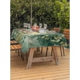 thumbnail image 3 of Outdoor Tablecloths with Umbrella Hole & Zipper, Vintage Oil Light 54x80 Inch Tablecloth Rectangle, Spring Green Leaves Retro Candles Waterproof Table Cloth, Patio/Pool/Picnic Table Covers, 3 of 8