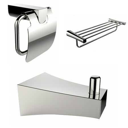 Chrome Plated Multi-Rod Towel Rack With Robe Hook And Toilet Paper Holder Accessory Set