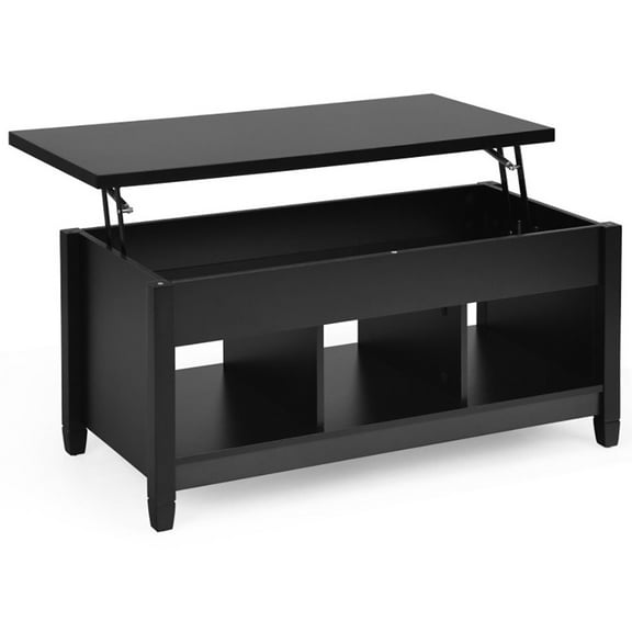 Spaco Lift Top Coffee Table with Storage Lower Shelf-Black, Modern Coffee Table for Living Room Office Reception
