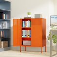 thumbnail image 4 of Orange Metal Cabinet,Metal Locker Storage Cabinet with Doors and Shelves,3-Tier Office Cabinet,Metal Storage Cabinet,Sideboard,Liquor Cabinet for Home Office,Kitchen,Coffee Bar, 4 of 12