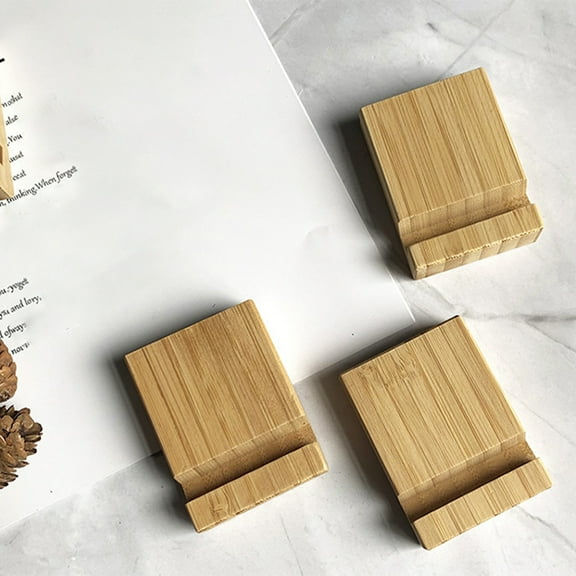 Custom Wooden Phone Stand | Dual Slot Holder for Mobile & Tablet | Natural Wood Phone Dock | Yellow Wooden Base | 8.3X5.5X1.5Cm Desk Organizer