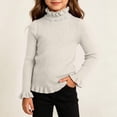 thumbnail image 2 of BLVB Girls Turtleneck Sweaters Pullover Toddler Baby Kids Ribbed Knit Ruffle Long Sleeve Jumper Tops Fall Winter Clothes(Beige,7-8Years), 2 of 8