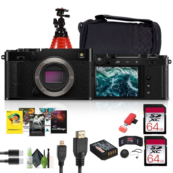 FUJIFILM X-E5 Mirrorless Digital Camera (Black), 2x 64GB UHS-II SDXC Memory Card