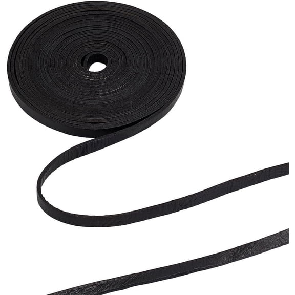 5.5Yards Black Flat Leather Cord 0.3inch Thin Suede Leather Cords Leather Strips Imitation Leather Cord String Straps for Leather Laces Bracelets Jewelry Making Beading DIY Crafts
