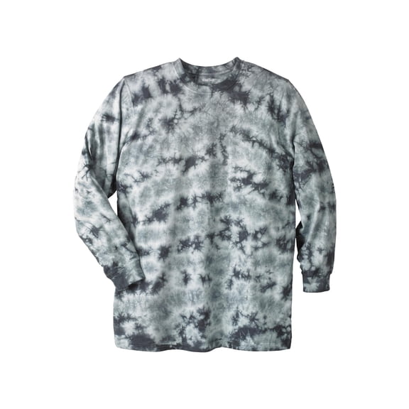 KingSize Men's Big & Tall Shrink-Less Lightweight Longer-Length Long-Sleeve Crewneck Pocket Tee - 4XL, Steel Marble