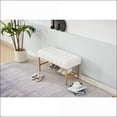 thumbnail image 6 of Storage Bench, Modern Teddy Fabric Upholstered with Shelf, Ivory, Metal Legs for Bedroom Entryway Living Room 300 LB | Polyester Blend | Ivory, 6 of 26