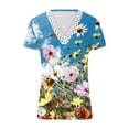 thumbnail image 4 of Ichuanyi liquidación de la moda femenina encaje impreso mangas cortas blusa en V tops casuales ICHUANYI WER2023081604219, 4 of 5