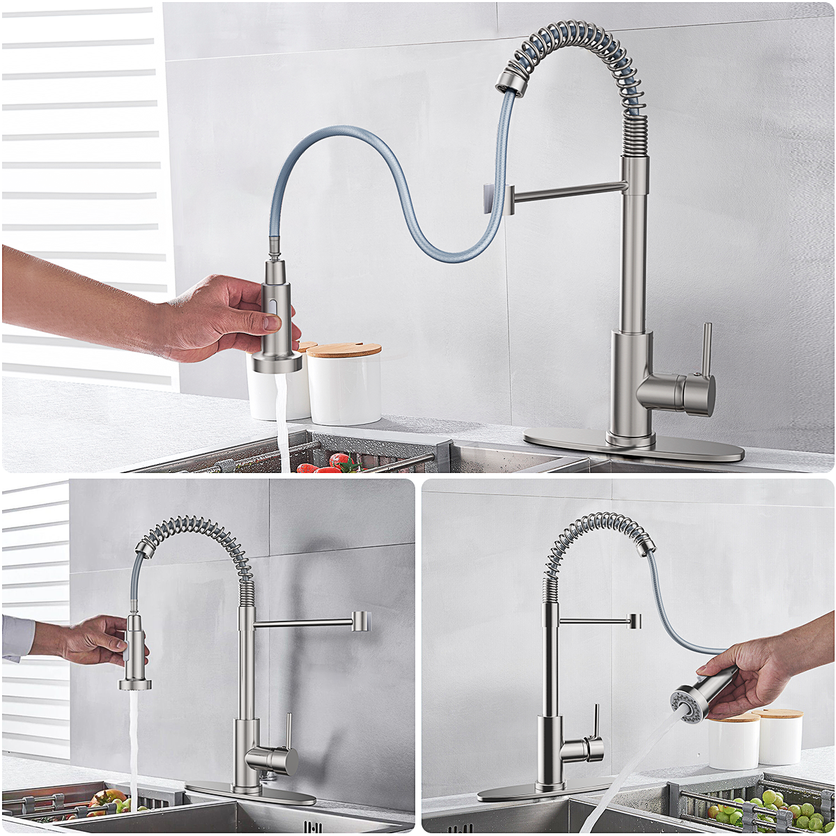 Gped Kitchen Faucet with Pull-Down Sprayer, Brushed Nickel photo 5