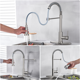 thumbnail image 5 of Grifo de Cocina con Rociador Extraíble, Grifo de Fregadero de Cocina de Arco Alto con Resorte, Grifo de Agua Moderno de una Sola Manija para rv con Placa de Cubierta y Líneas de Agua, Doble Función p, 5 of 8
