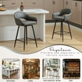 thumbnail image 6 of 27" Modern Swivel Bar Stools Set of 2, PU Upholstered Counter Height Stools with Metal Legs, Hollow Curved Backrest for Kitchen Island, Home Bar, Bistro,Grey, 6 of 10